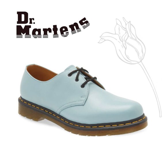 Dr. Martens Blue Smooth Plain Toe Derby Shoes